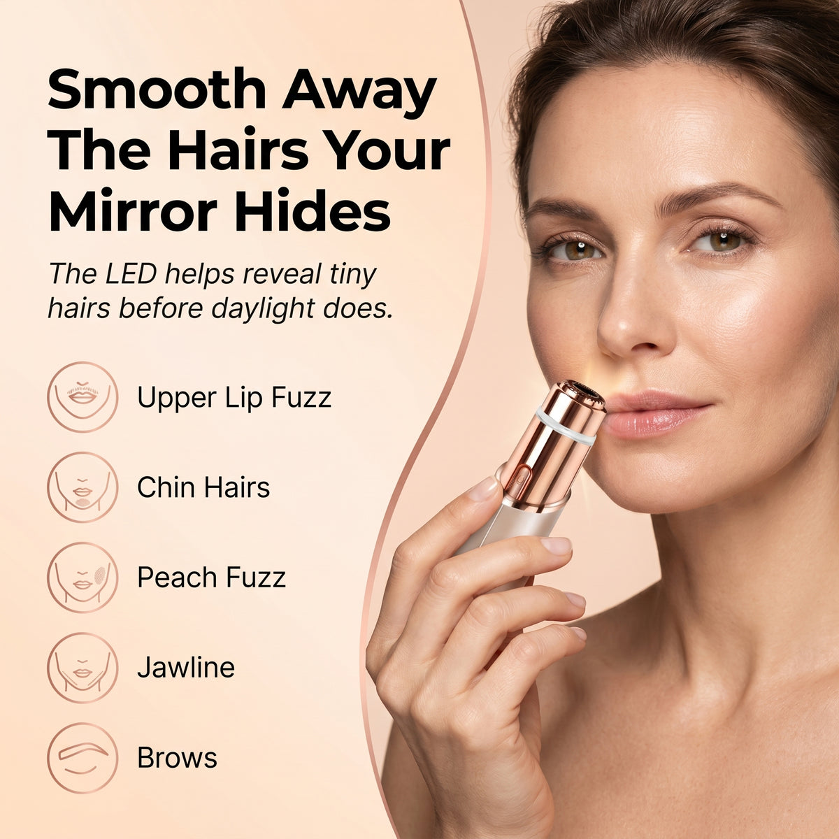 Silk Glide™ 2-in-1 Facial Hair Remover & Eyebrow Trimmer