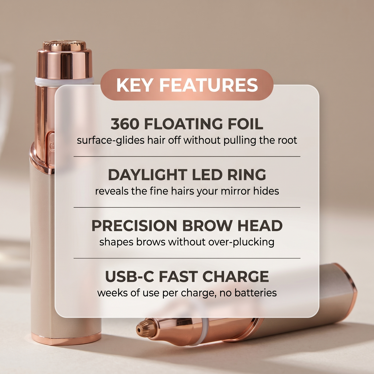 Silk Glide™ 2-in-1 Facial Hair Remover & Eyebrow Trimmer
